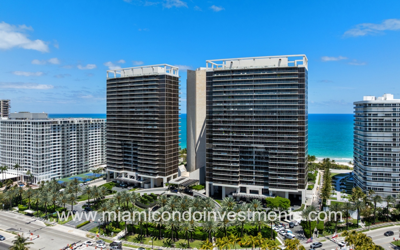St. Regis Bal Harbour North drone view of condo building