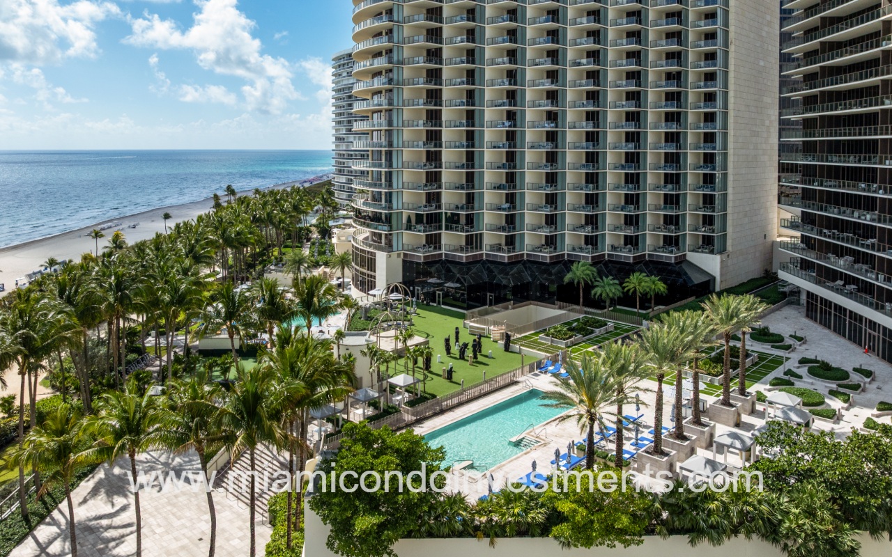 St. Regis Bal Harbour North drone view of the pool