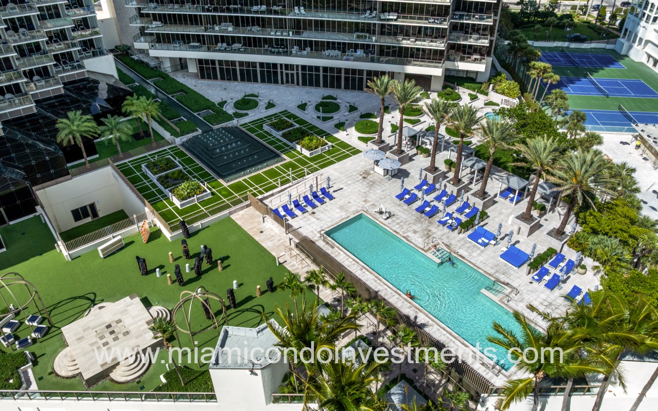 St. Regis Bal Harbour North drone view overlooking pool