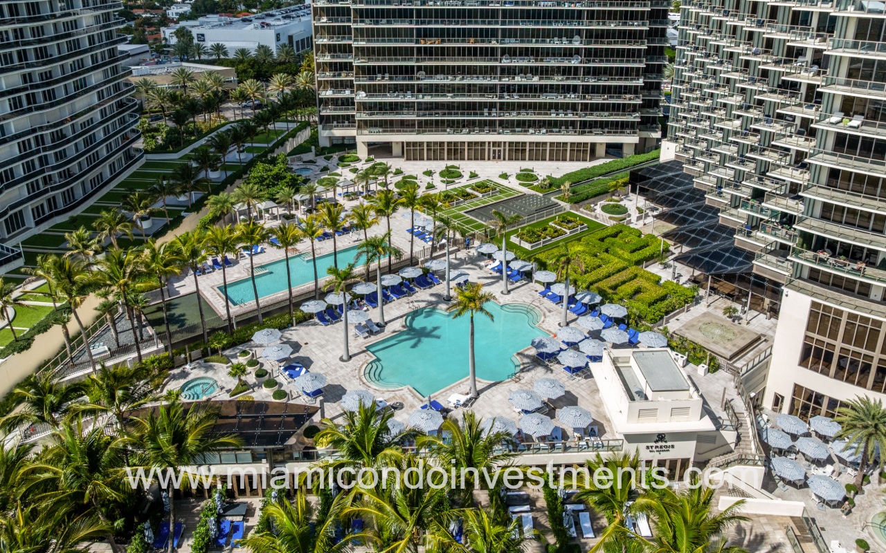 St. Regis Bal Harbour South aerial view facing the pool