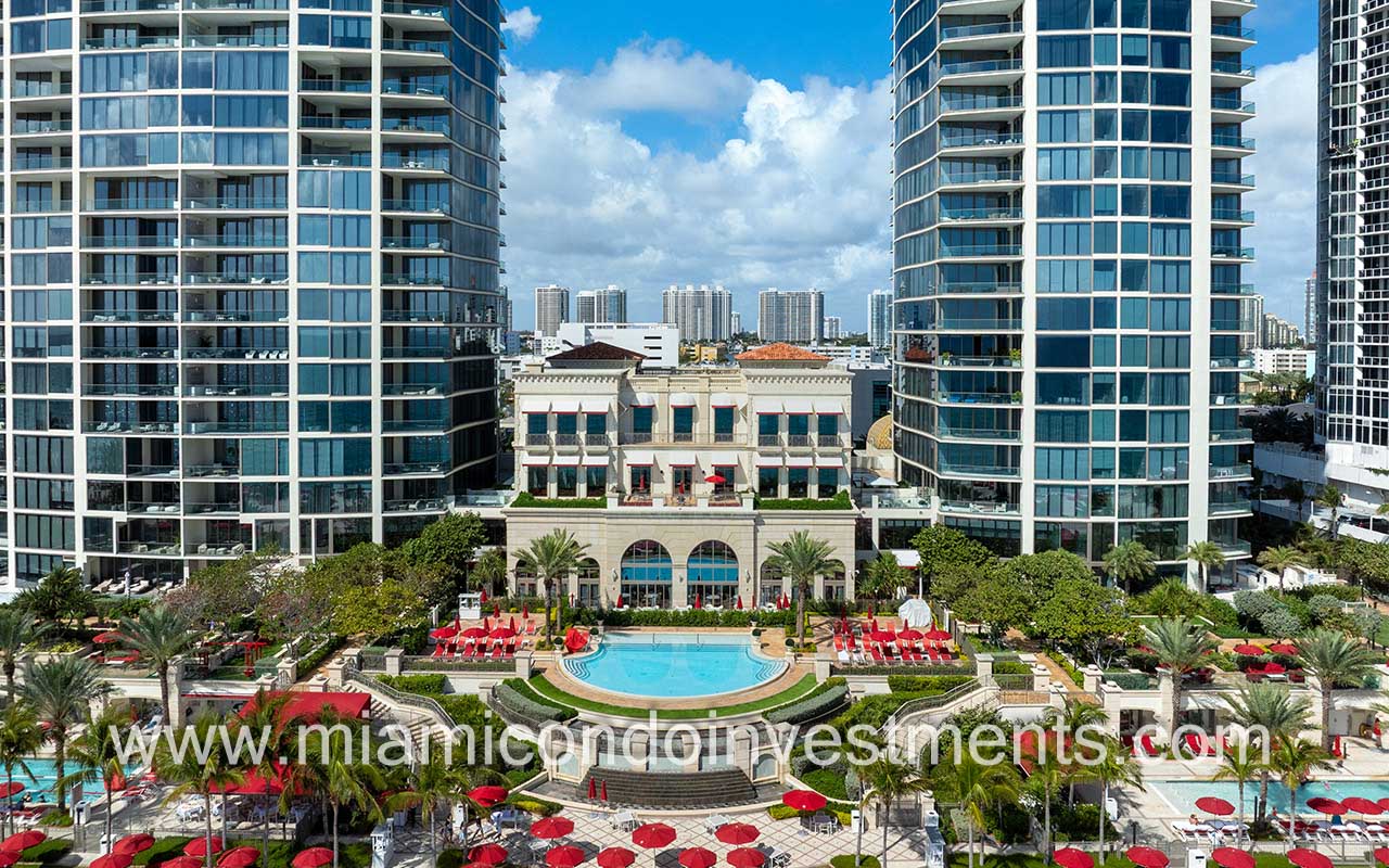 The Estates at Acqualina drone of pool area