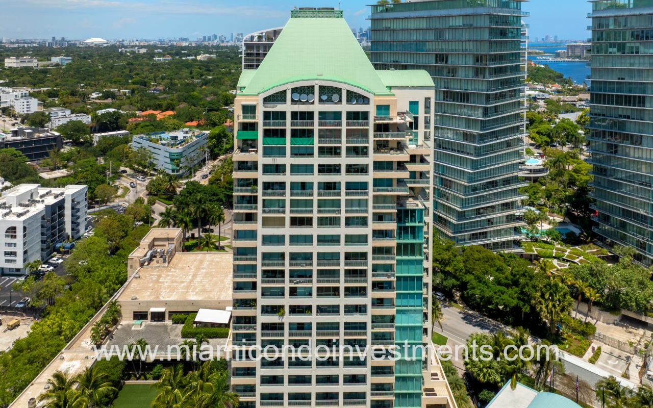 The Ritz-Carlton Residences drone of the side of the building