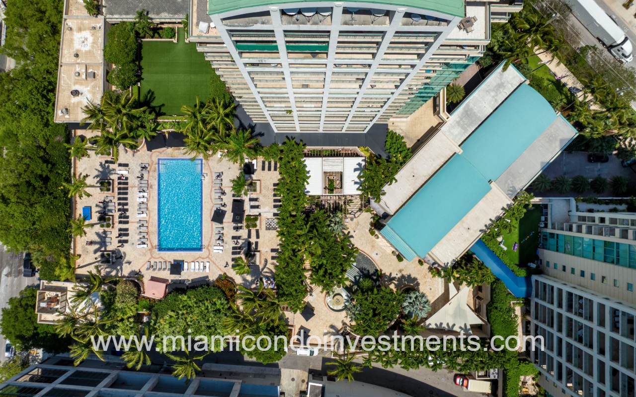 The Ritz-Carlton Residences drone top down view of pool