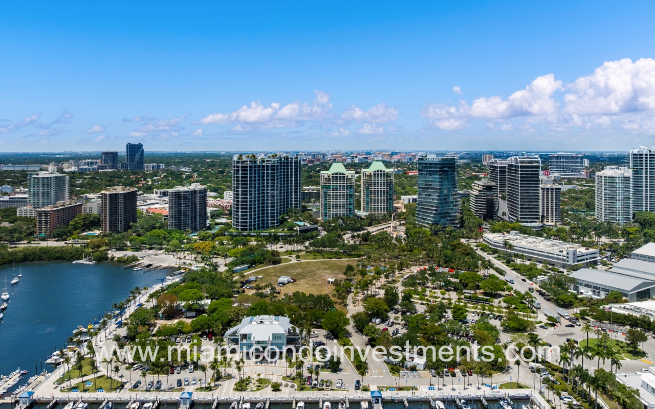 The Ritz Carlton Residences drone view of twin towers and area