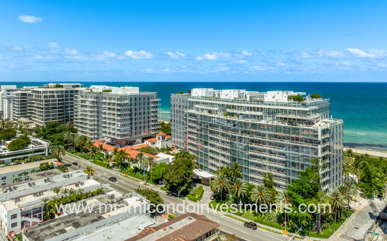 The Surf Club Four Seasons drone angle view condo building and street