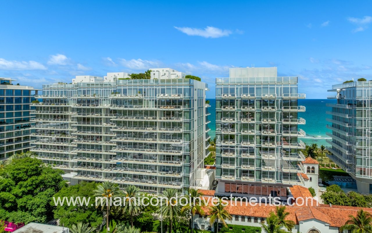 The Surf Club Four Seasons drone angle facing north condo building