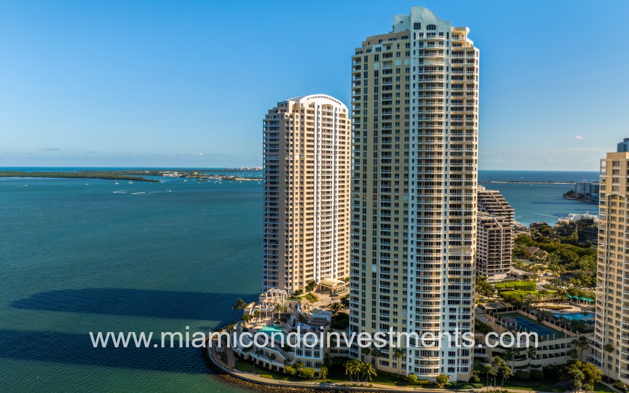 Three Tequesta Point drone view facing the condo building on waterway