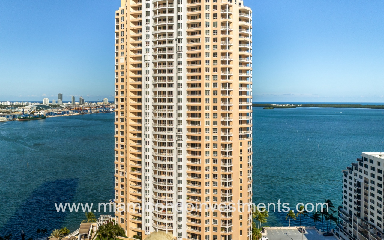Two Tequesta Point drone closeup of condo building