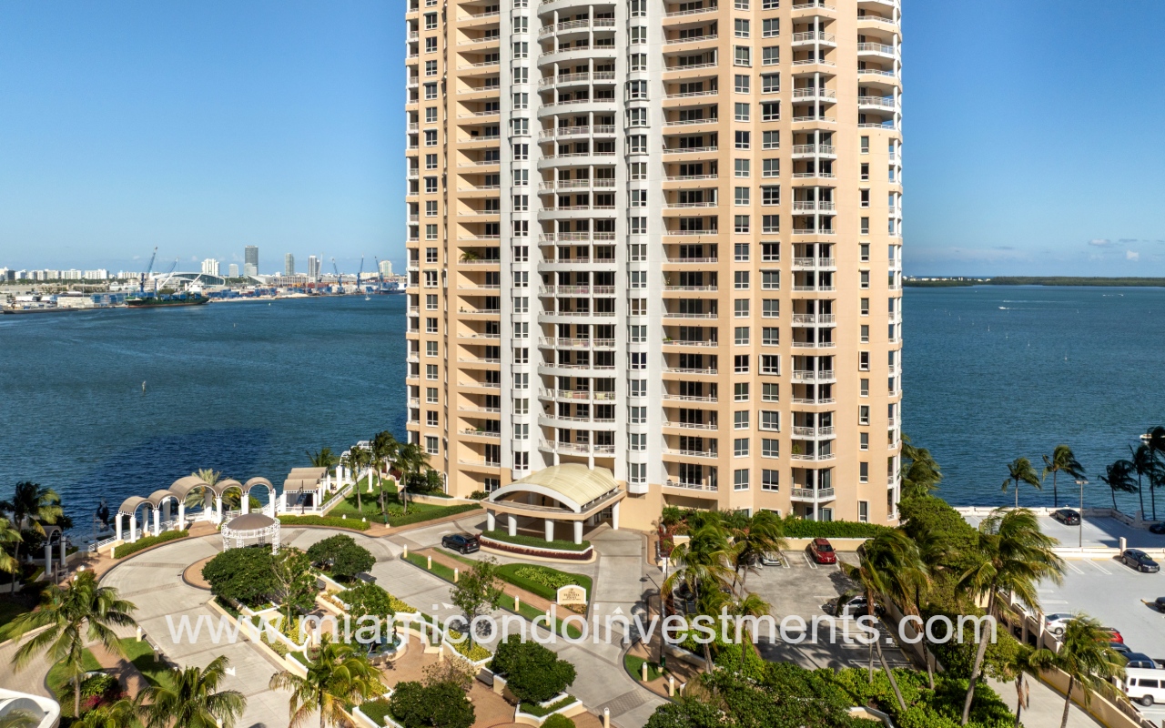 Two Tequesta Point drone facing condo building entry
