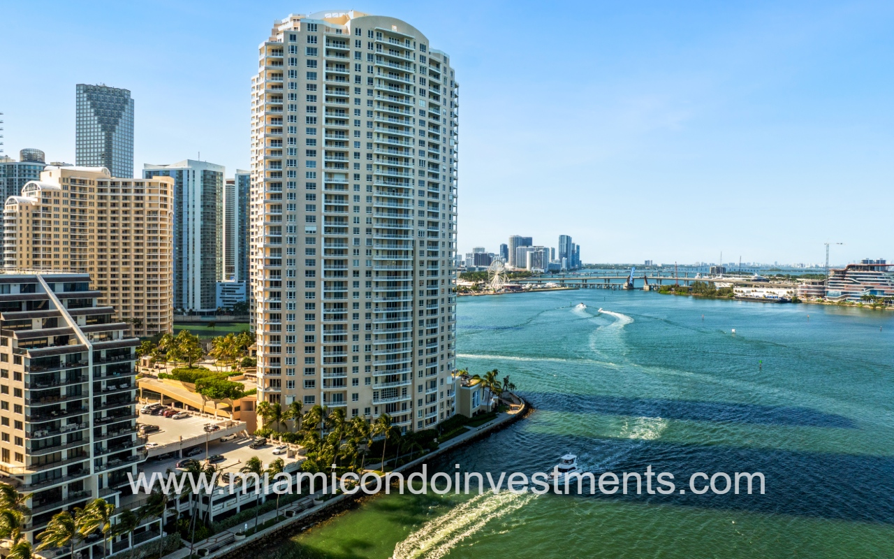 Two Tequesta Point drone view of condo building and waterfront surrounding