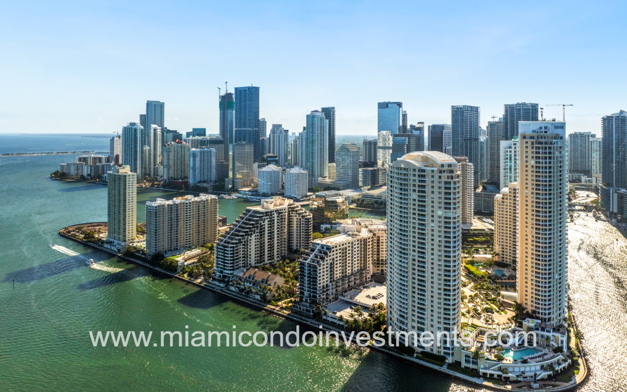 Two Tequesta Point aerial view of surrounding buildings on waterfront