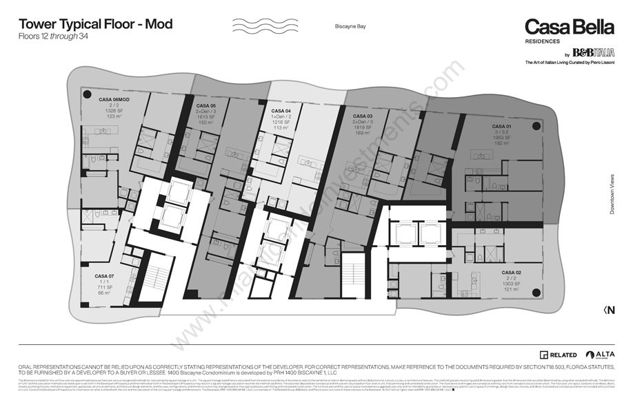 Casa Bella site plan floors 12 to 34