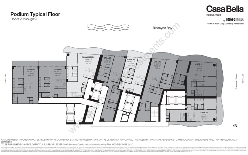Casa Bella site plan floors 2 to 9