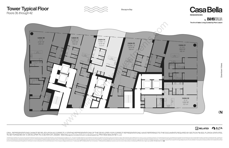 Casa Bella site plan floors 35 to 42