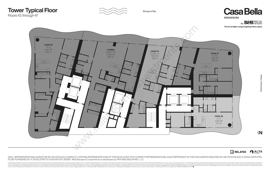 Casa Bella site plan floors 43 to 47