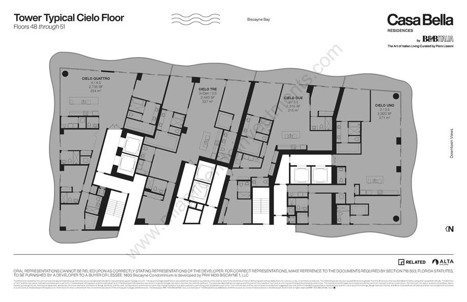 Casa Bella site plan floors 48 to 51