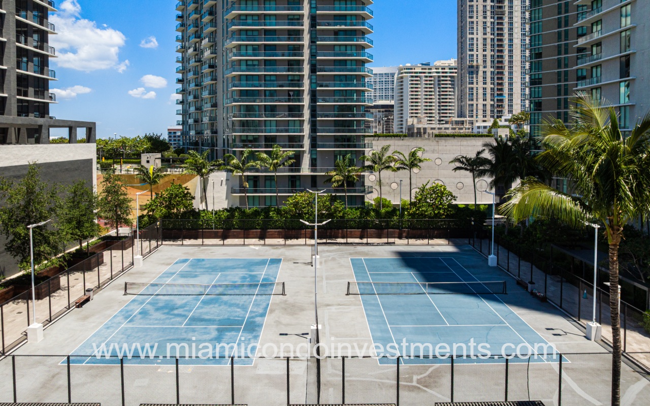 Gran Paraiso drone of condo building multipurpose court amenities