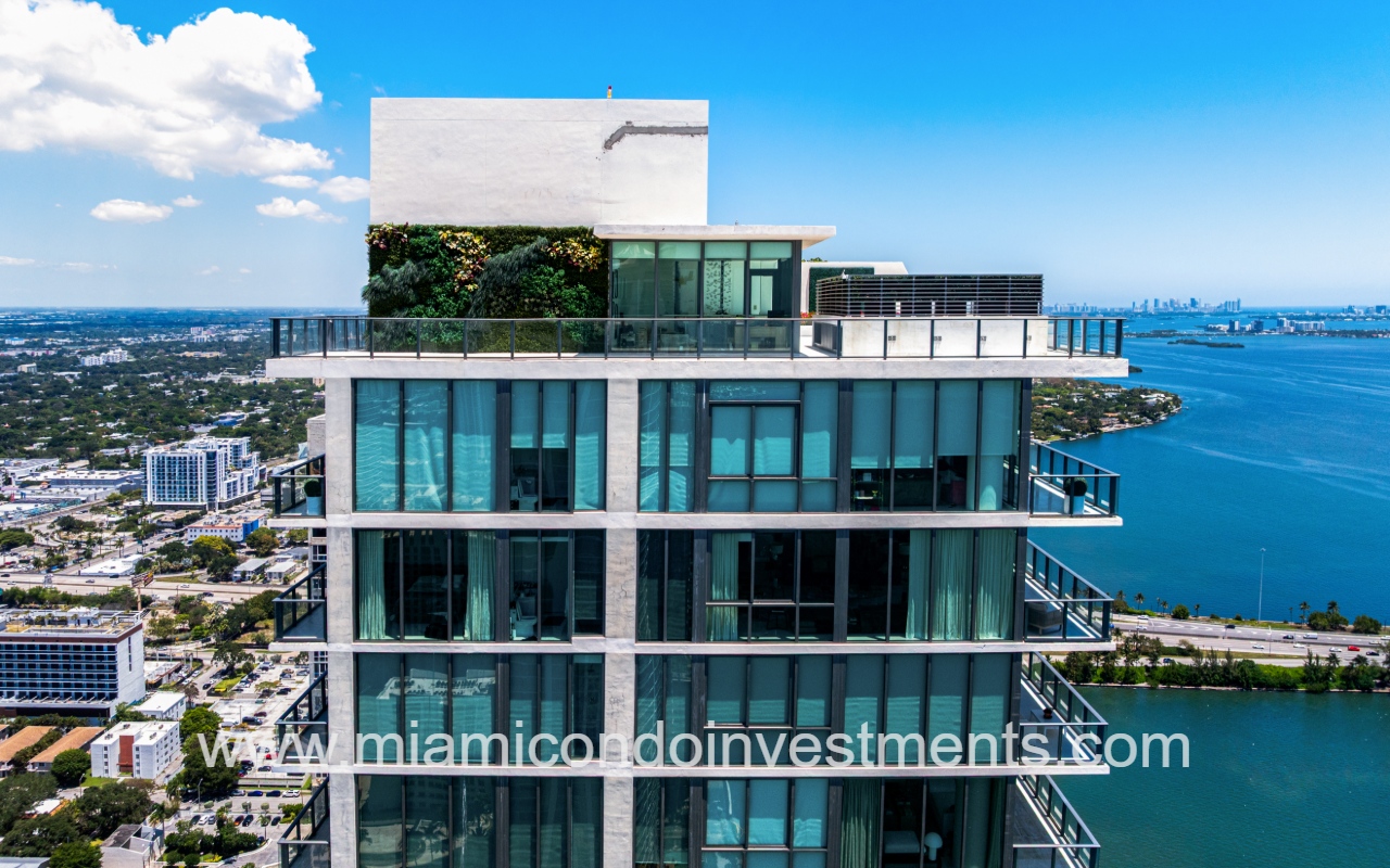 One Paraiso drone of top side building exterior