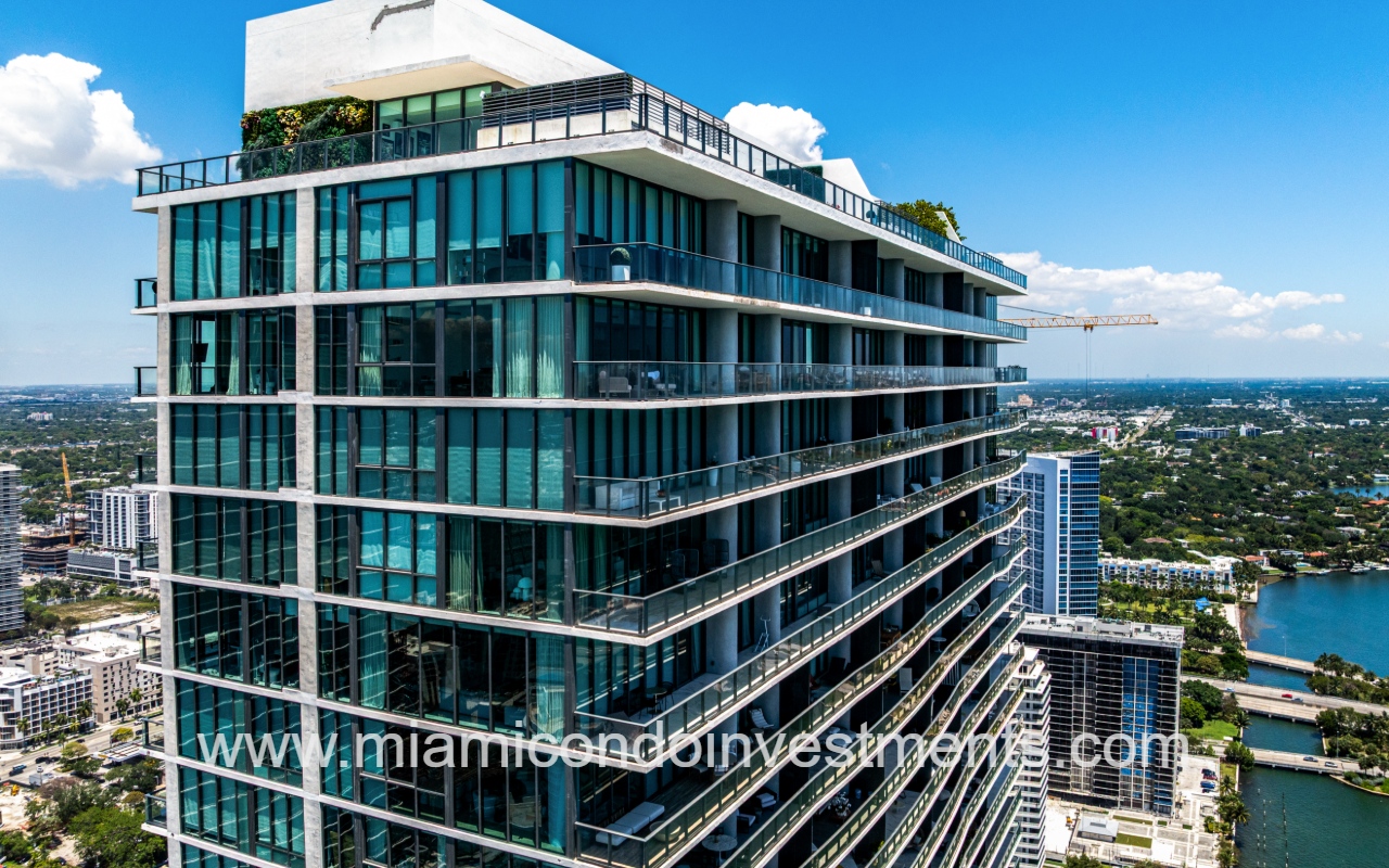 One Paraiso drone of top profile of building exterior