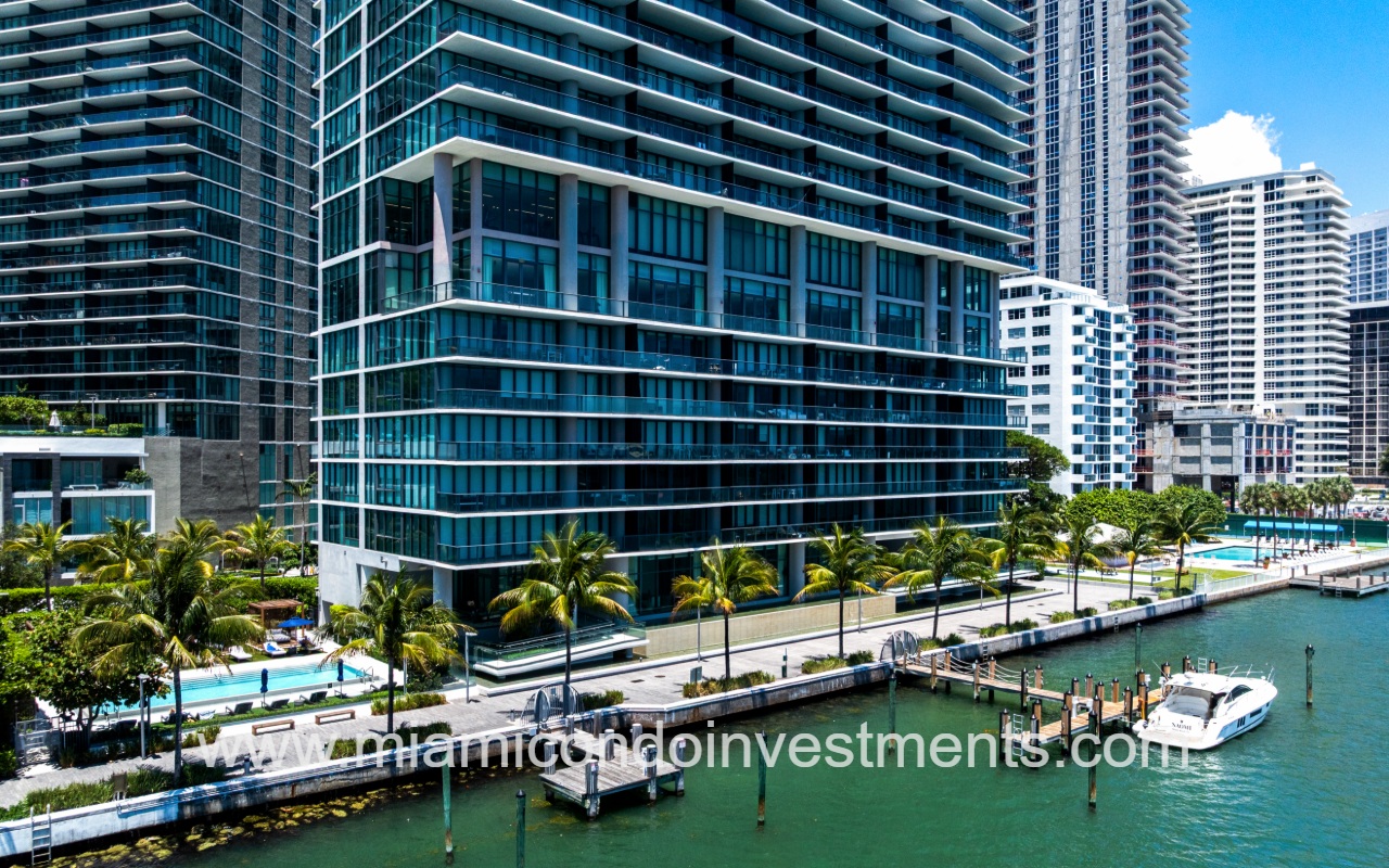 One Paraiso drone lower condo building exterior and waterfront area