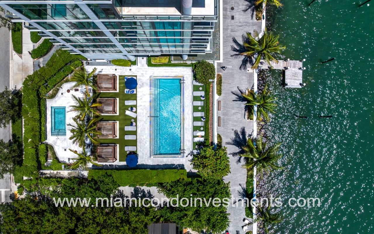 One Paraiso drone view top down of pool