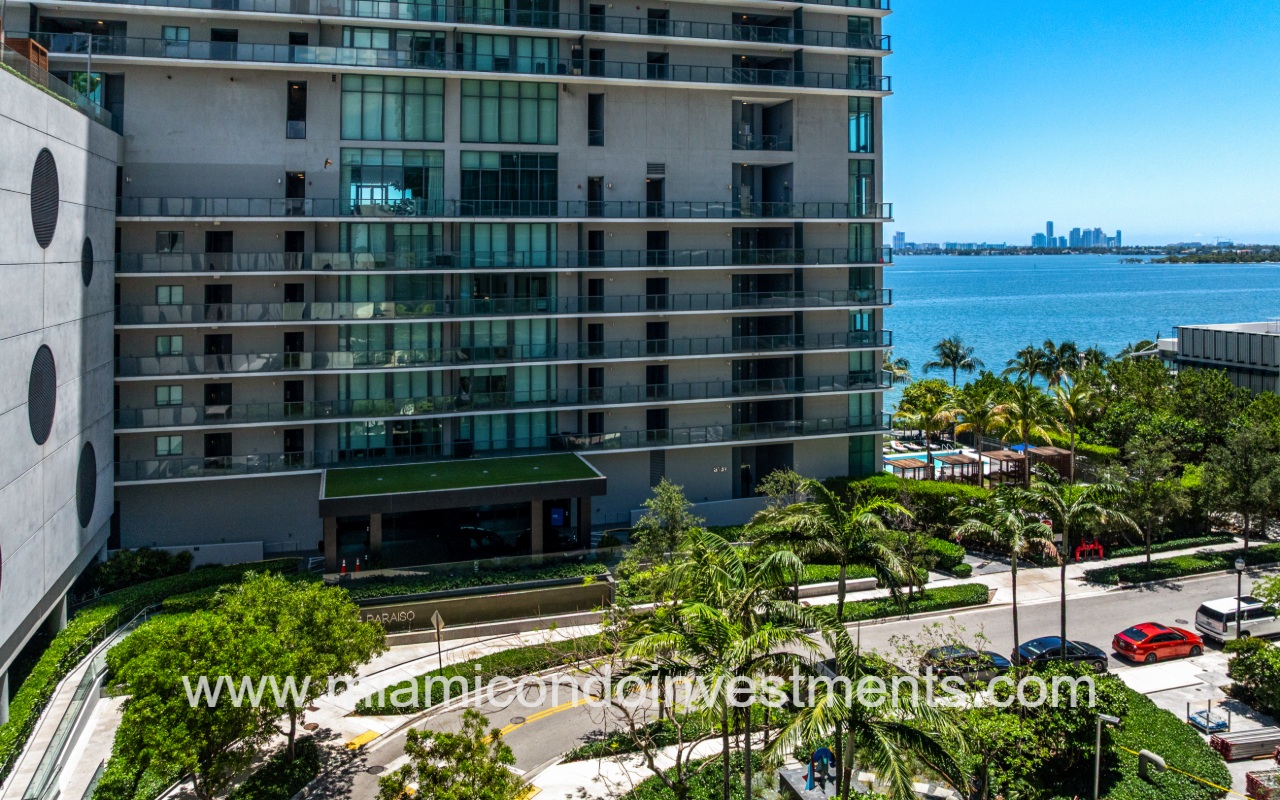 One Paraiso drone lower building exterior entry