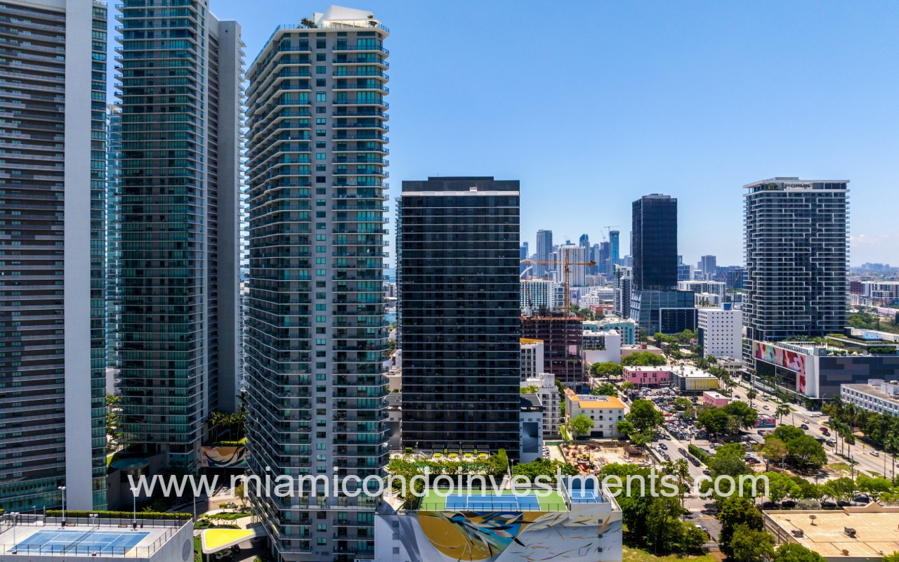 Paraiso Bayviews drone angle view of condo building and surrounding area