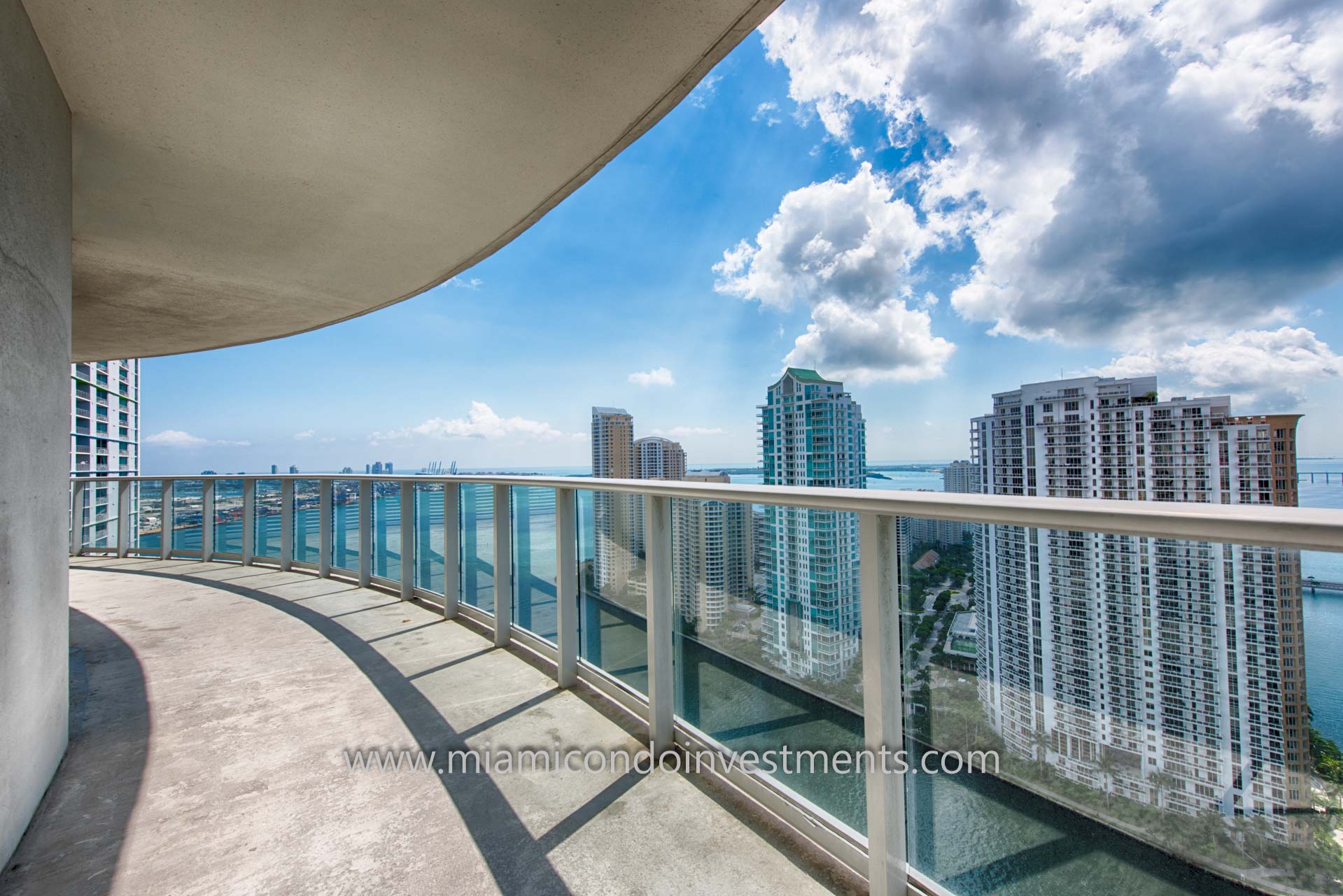views of the Miami River, Brickell Key, and Biscayne Bay from balcony views of the Miami River, Brickell Key, and Biscayne Bay from balcony