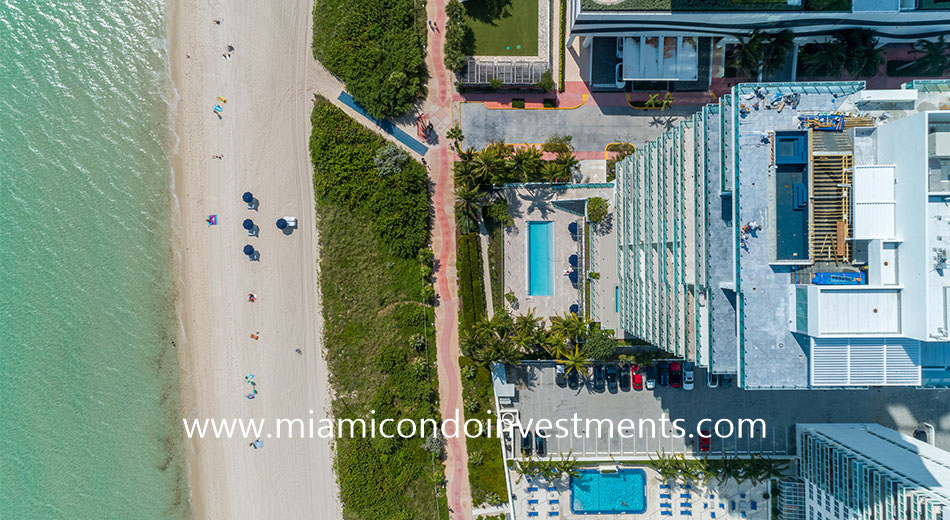 aerial view of the L'Atelier pool deck