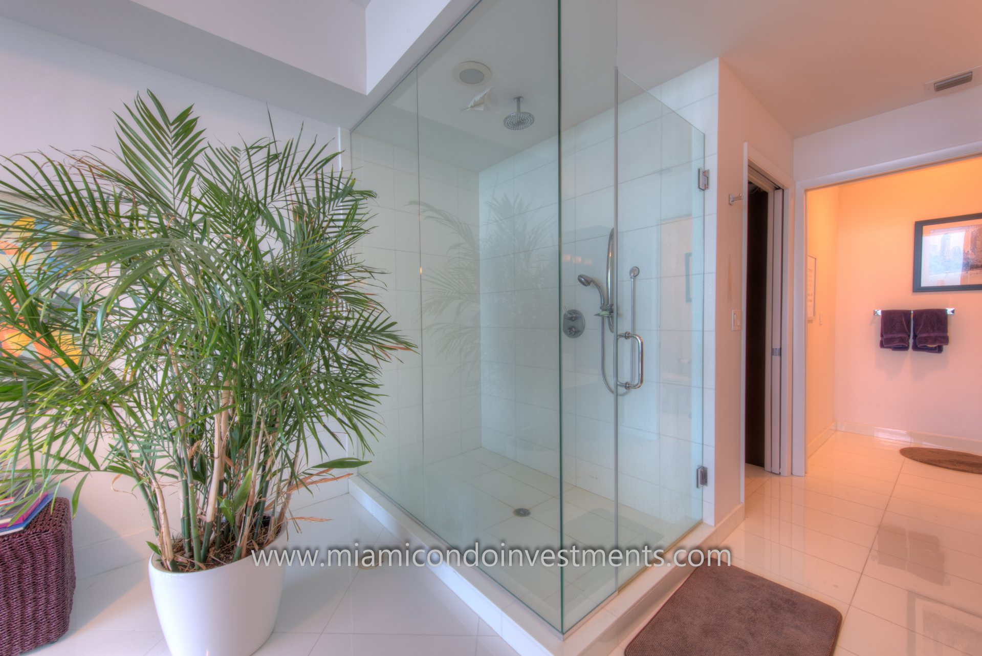 glass enclosed shower with direct bay views glass enclosed shower with direct bay views
