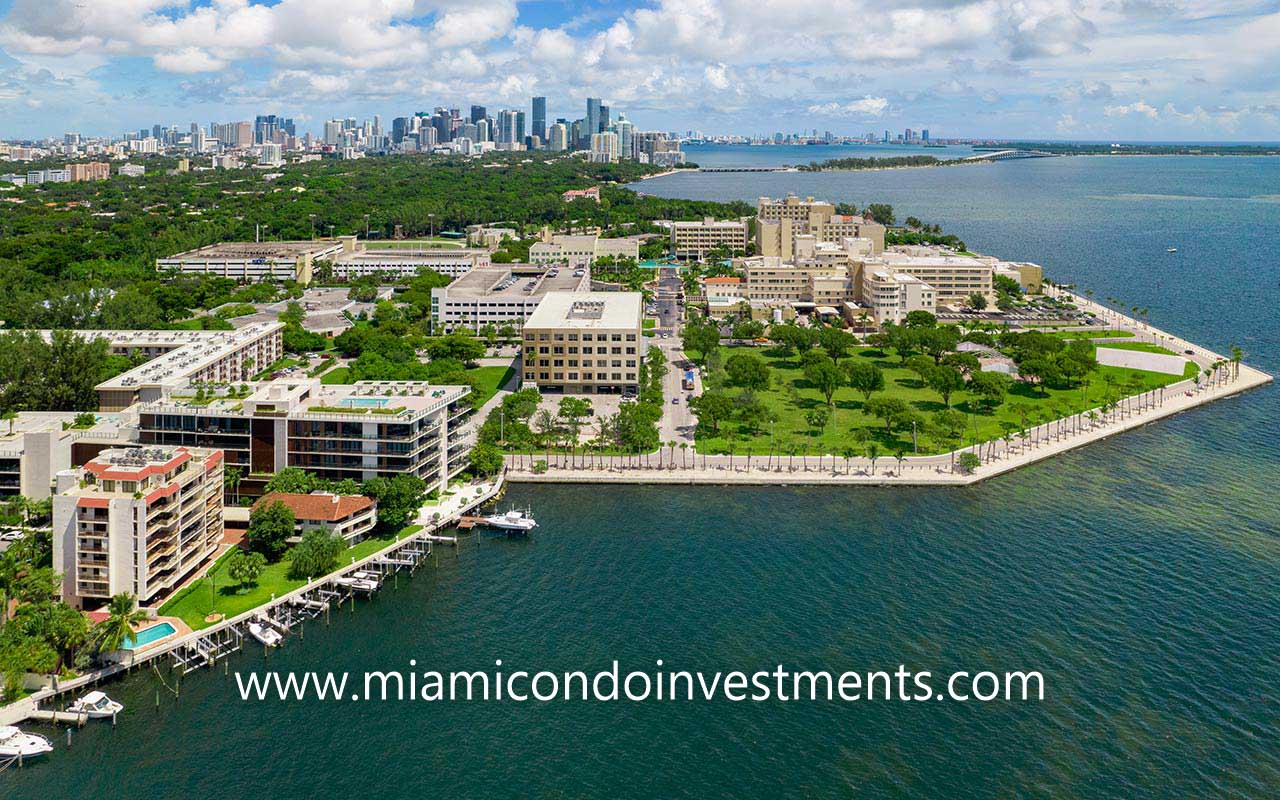 proximity to downtown Miami from The Fairchild Coconut Grove