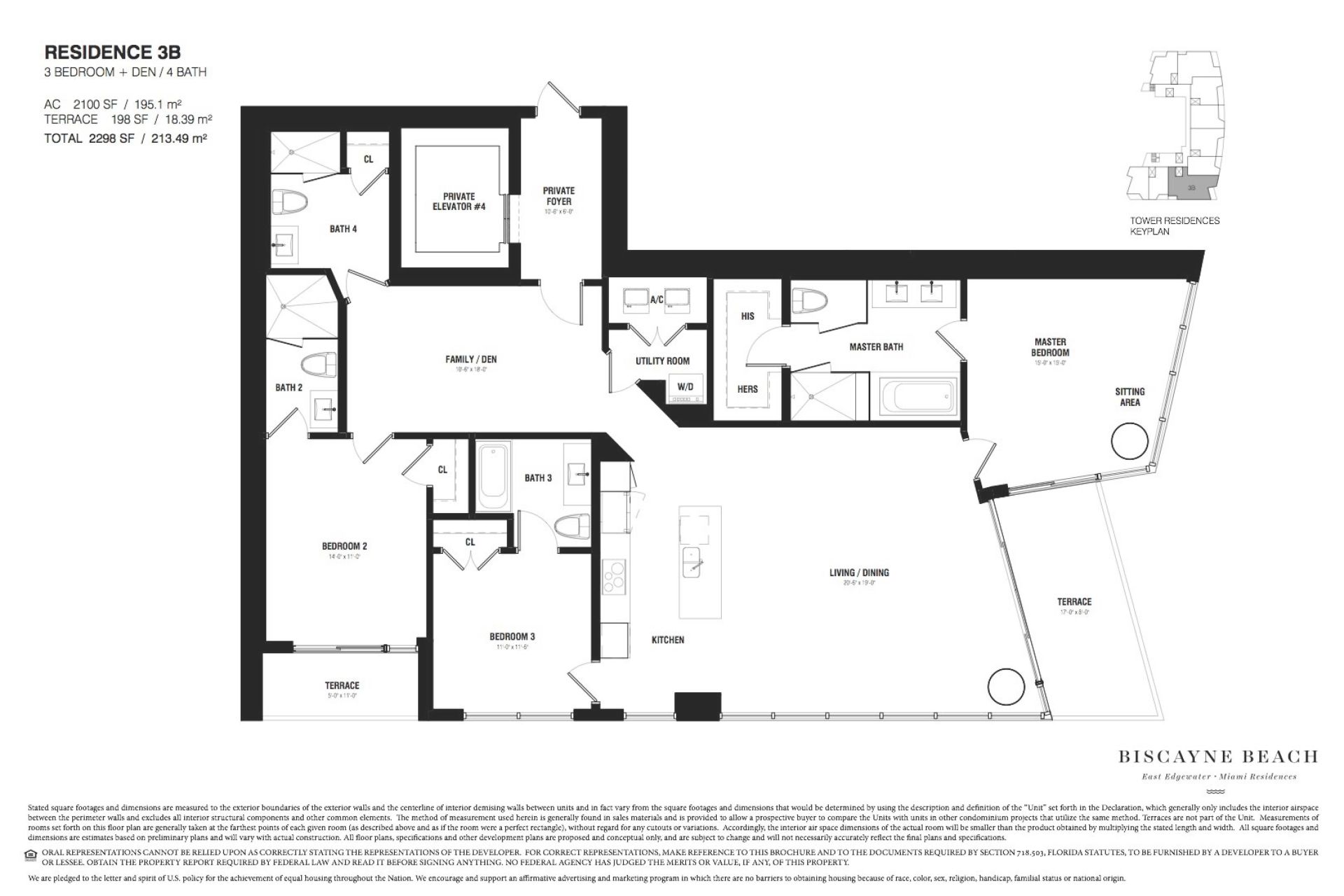 Biscayne Beach 3 bedroom floor plan