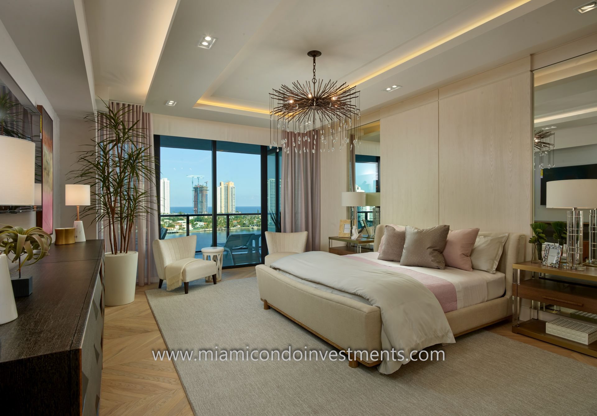 furnished master bedroom at Prive