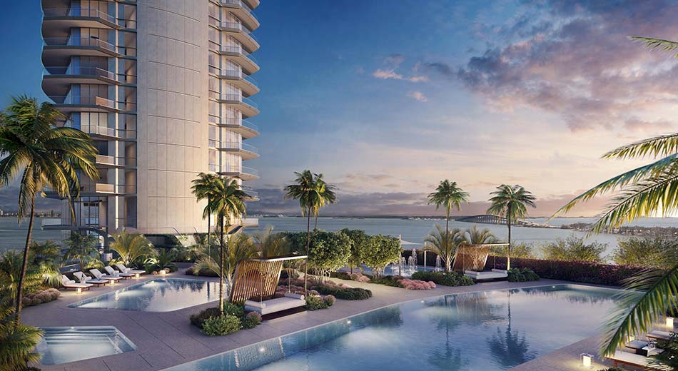 bayfront pool deck at Una Residences