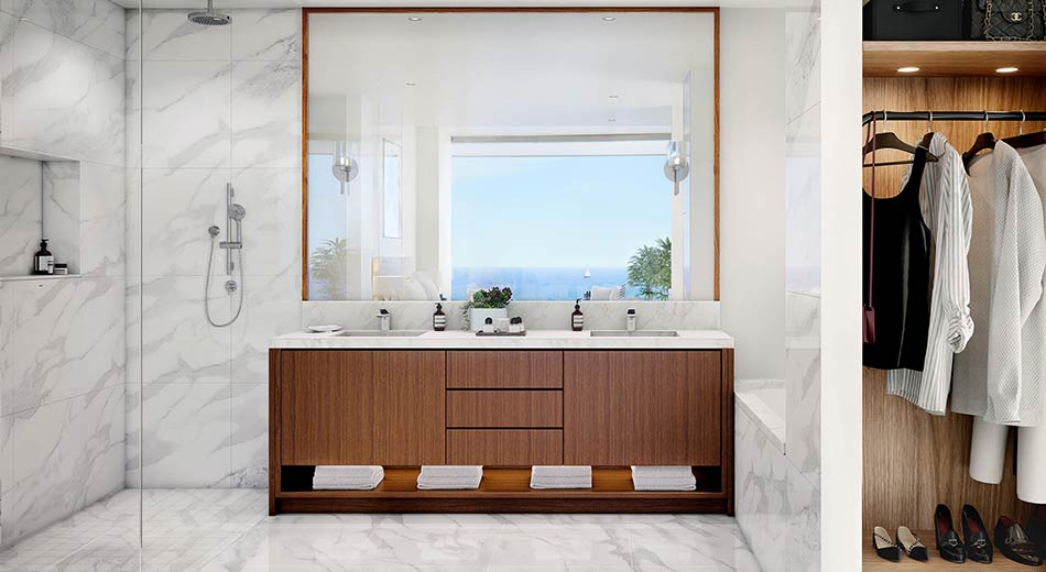 master bathroom at Una Residences