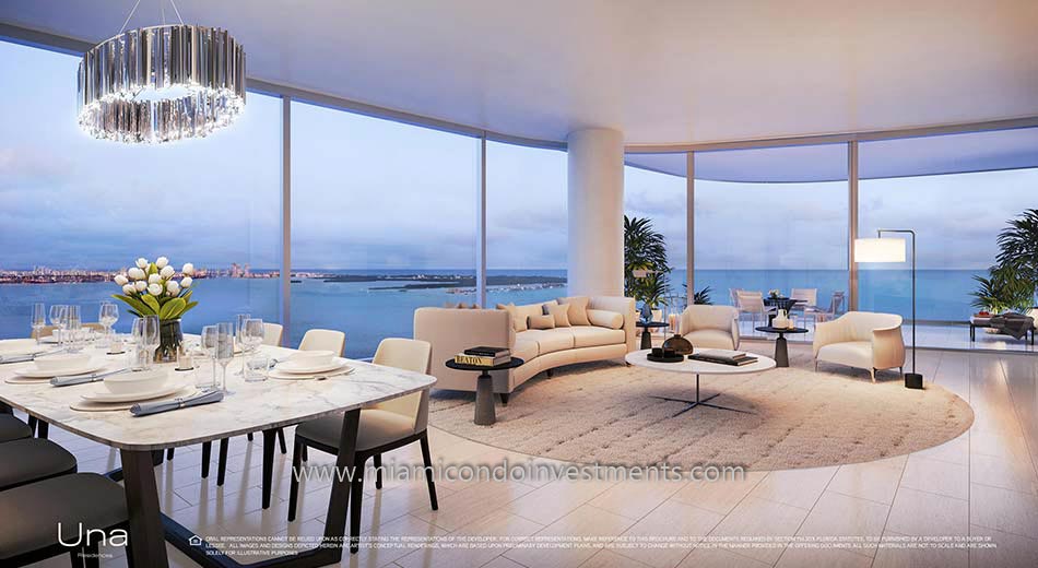 living room at UNA Residences