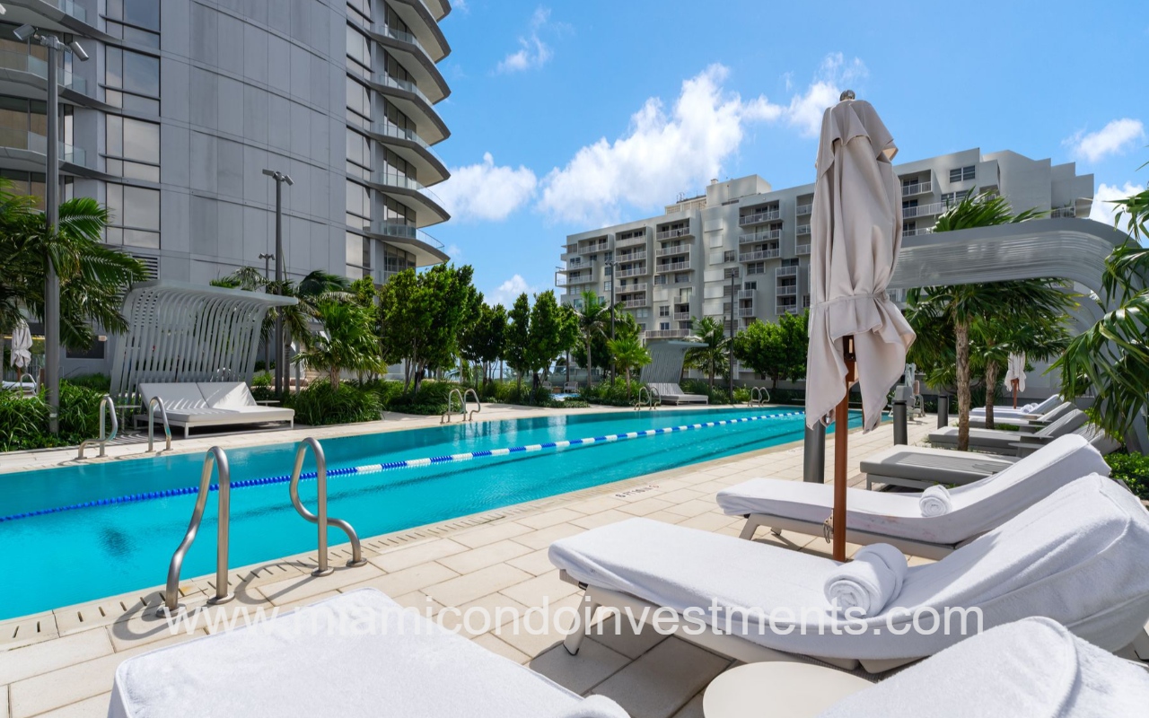UNA Residences condominium view of lap pool