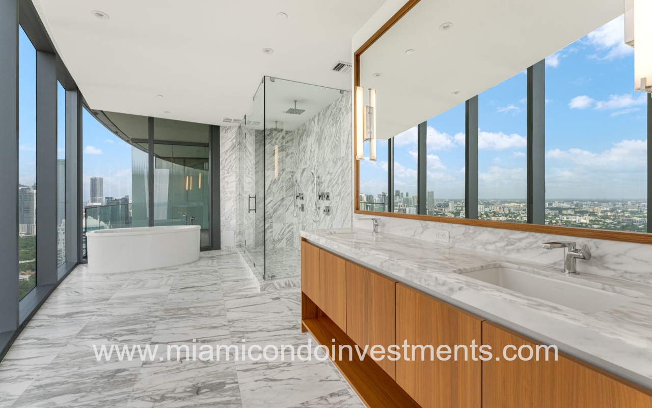 UNA Residences condominium building 4-bedroom primary bathroom