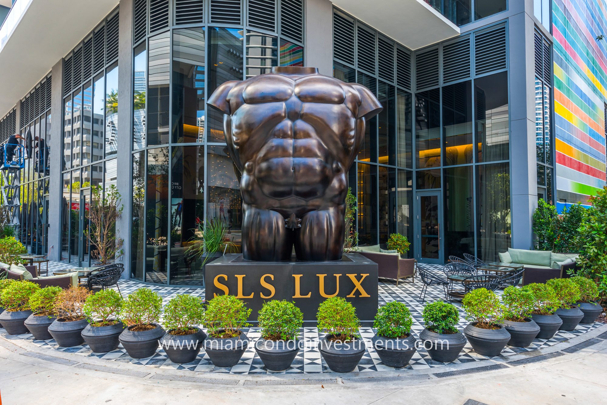 Botero Male Torso sculpture at SLS Lux in Miami, Florida