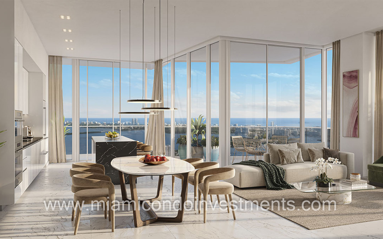 Okan Tower sky residence living room and kitchen