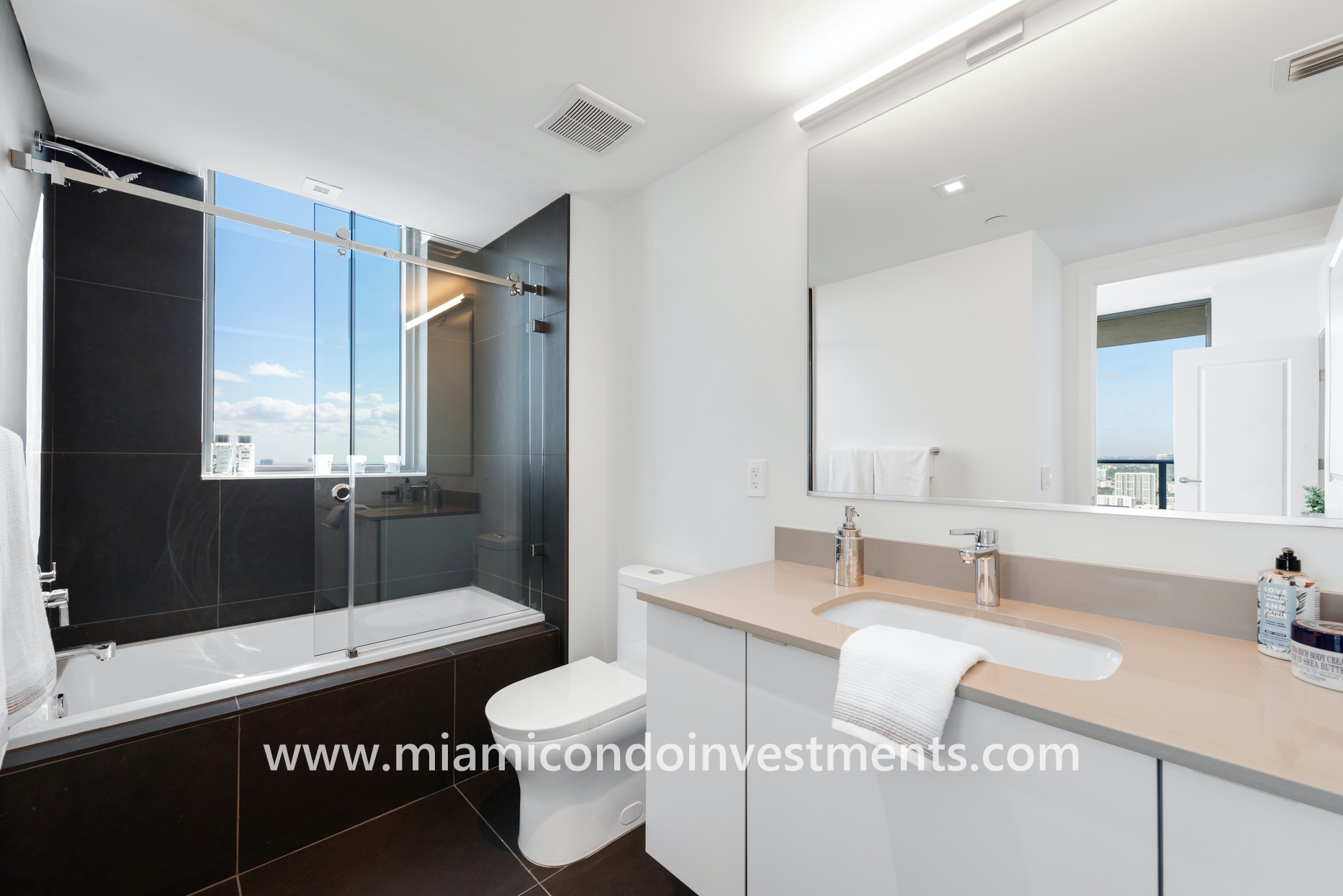 master bathroom at Canvas Miami