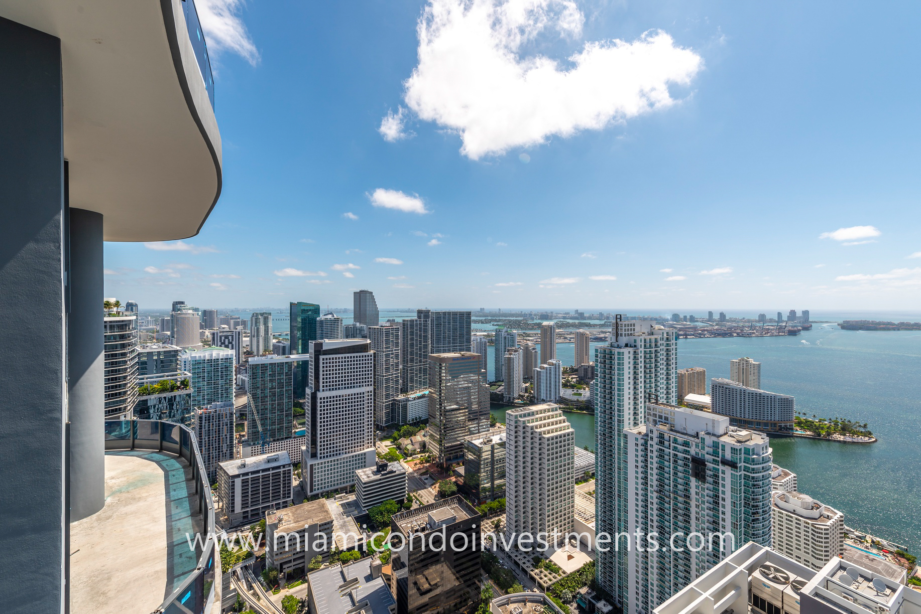 northeast views from Brickell Flatiron upper penthouse