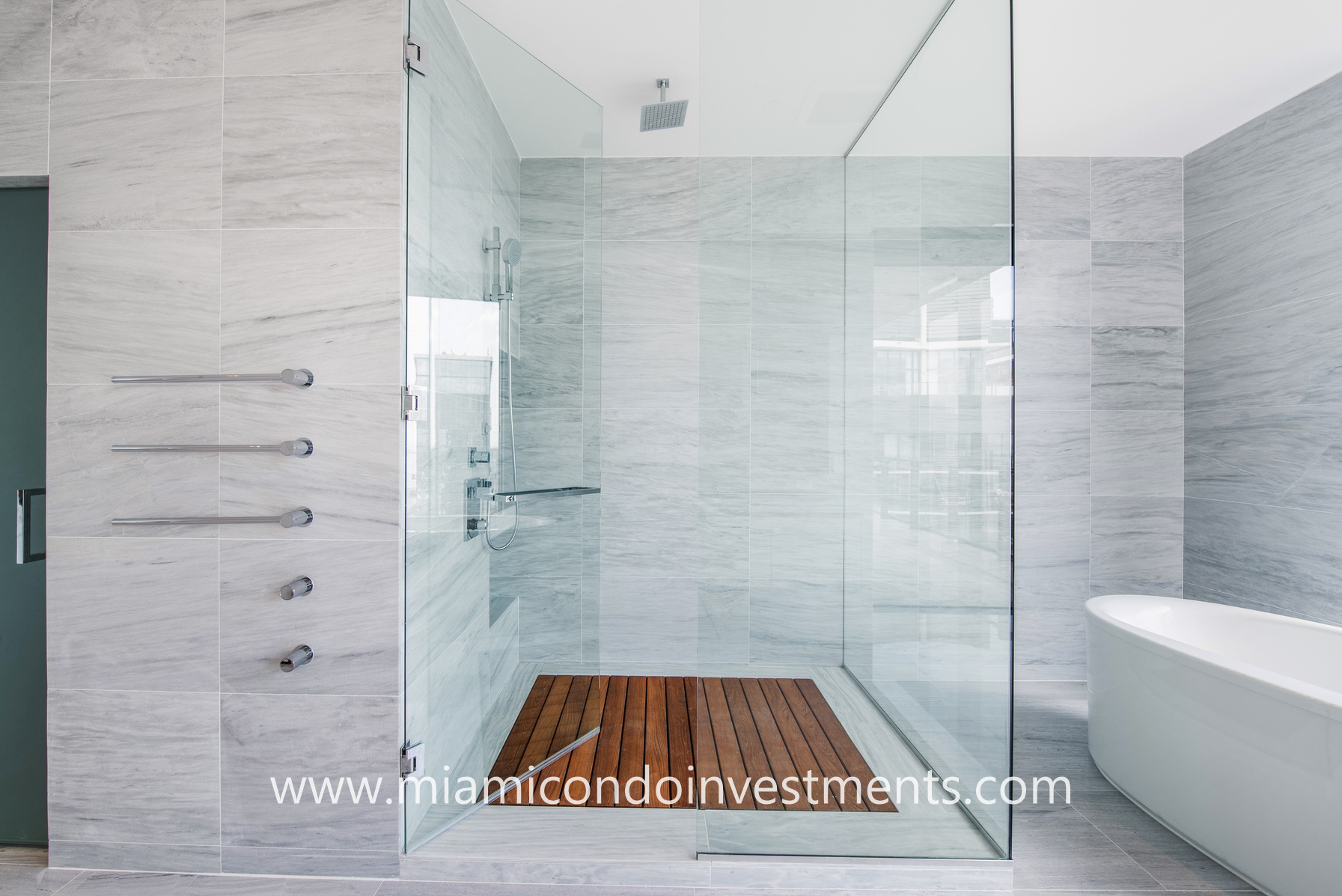 glass-enclosed rainfall shower