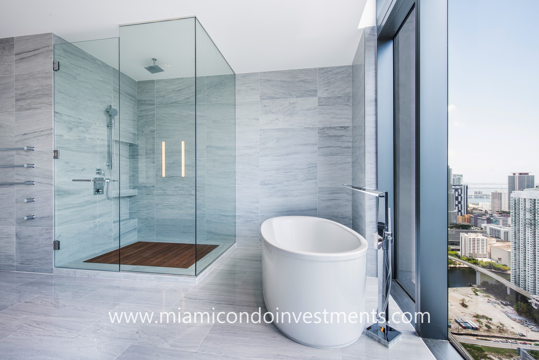 pedestal tub and rainfall shower