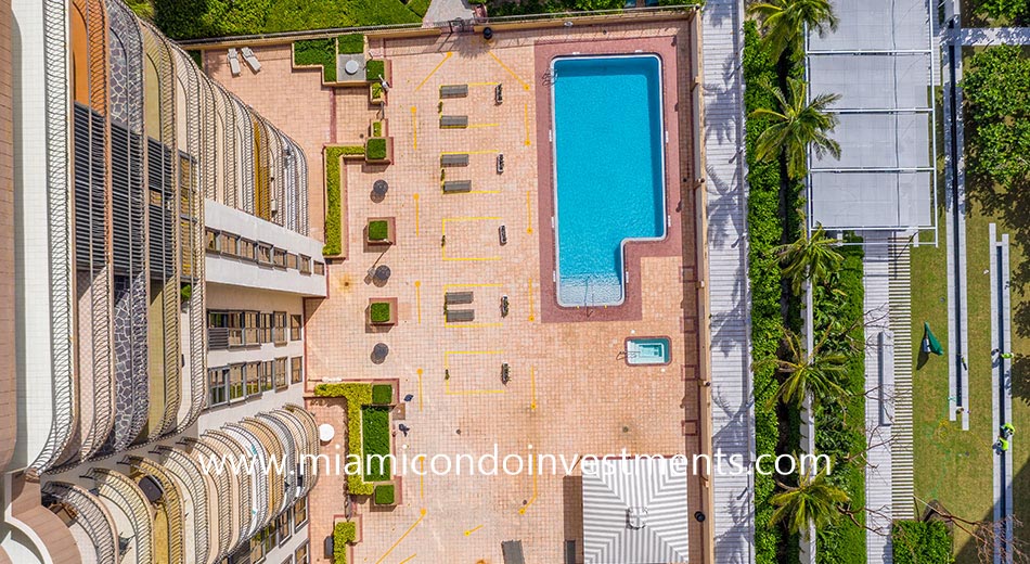 aerial view of the Champlain Towers South pool deck