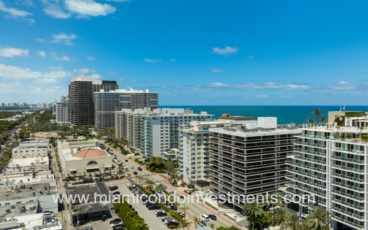 Ocean Seven drone view of condo building on street