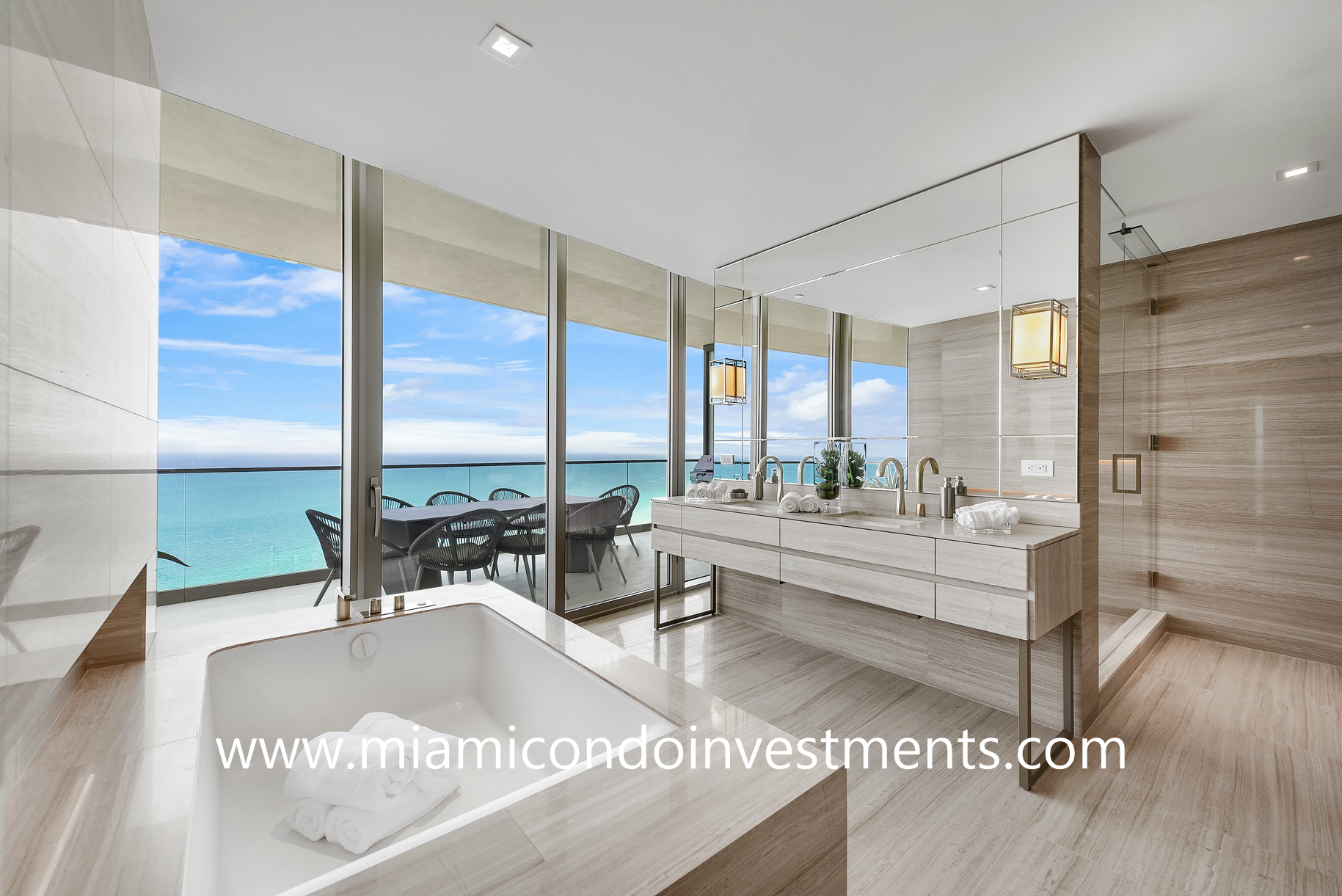 master bathroom with direct ocean views