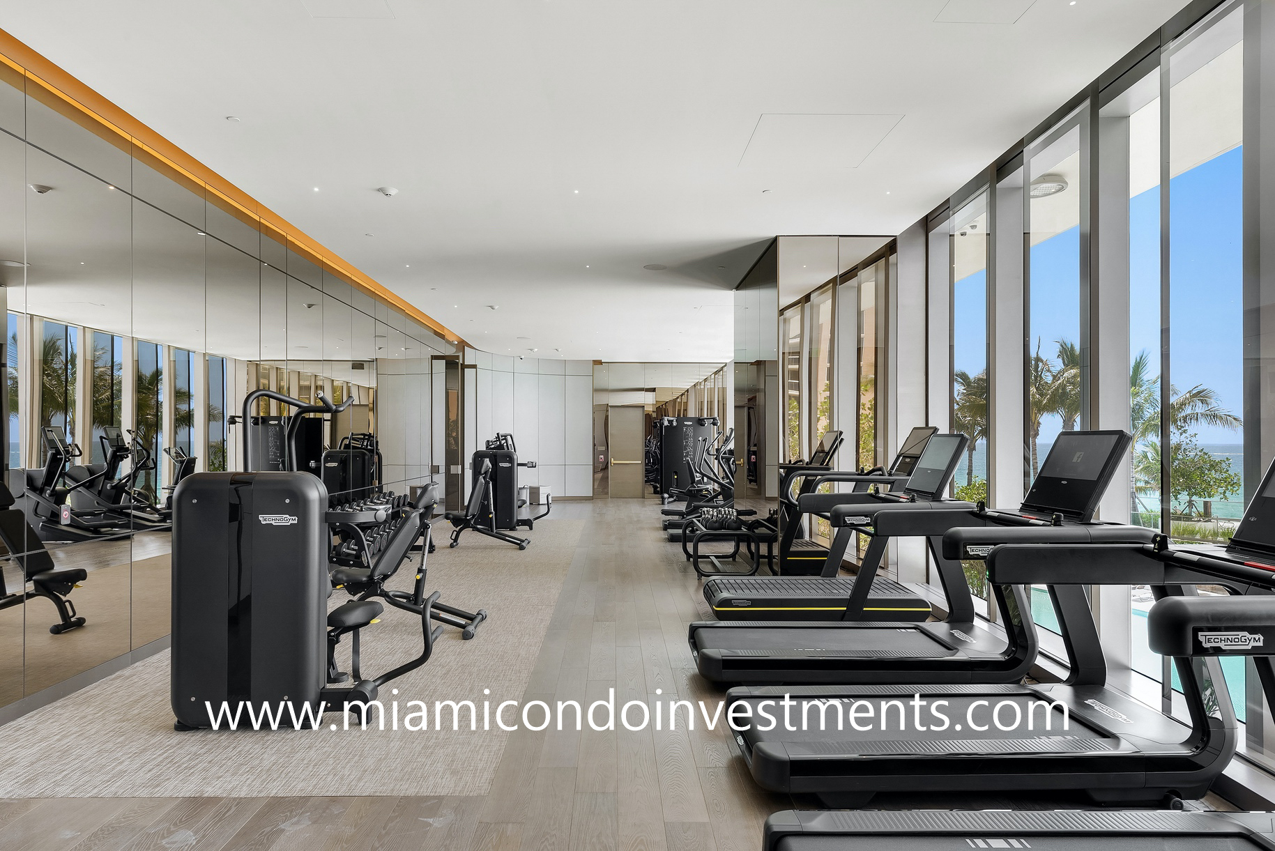 state-of-the-art fitness center at Armani Casa fitness center view ocean views