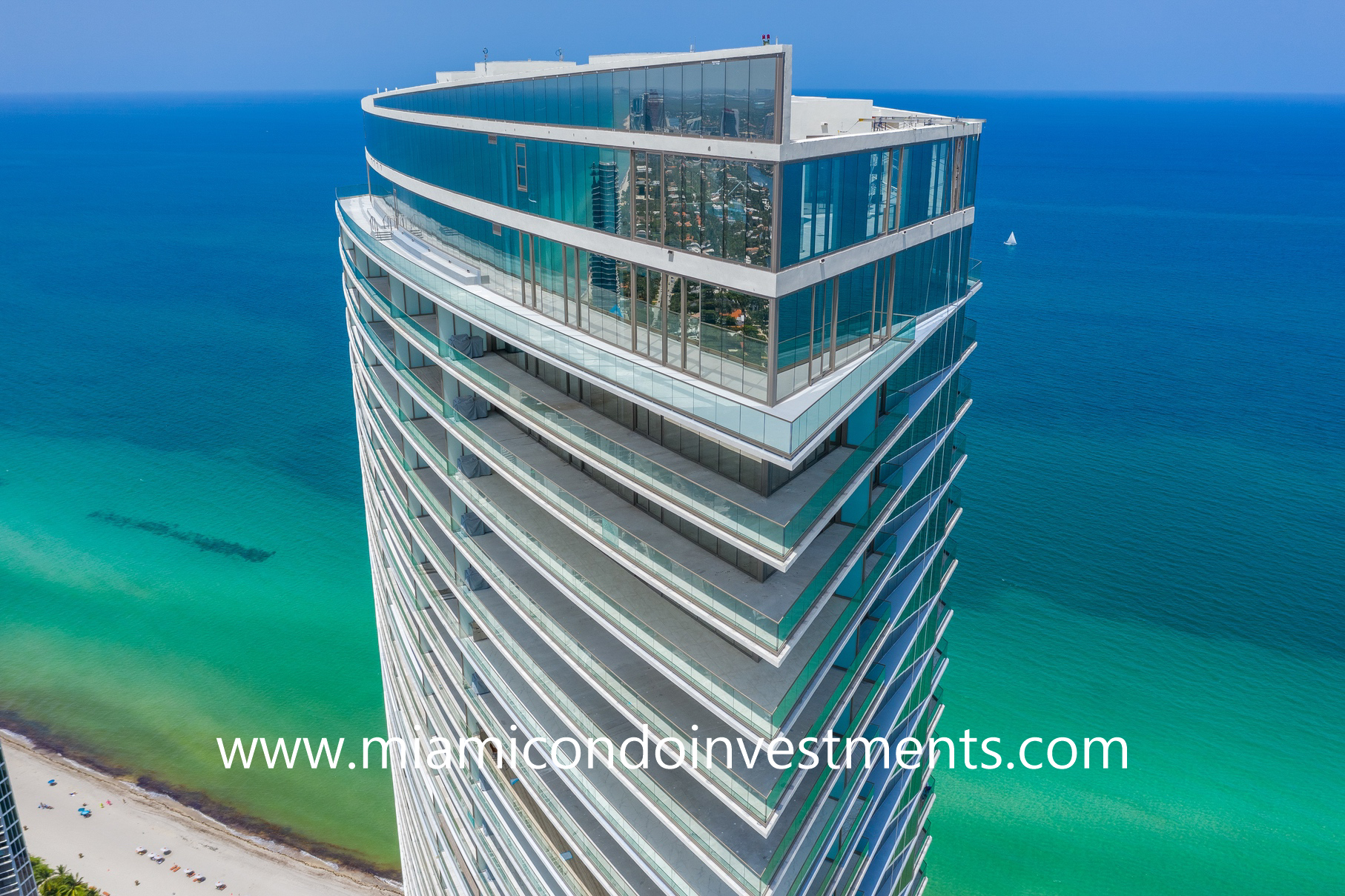 Armani Casa Residences drone photo aerial view of Armani Casa Residences in Sunny Isles Beach