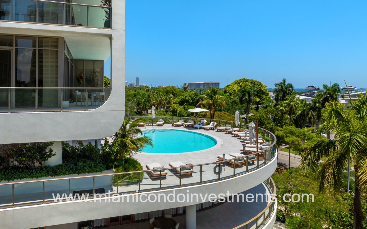 Mr. C Residences bottom profile partial view of bottom of building and pool